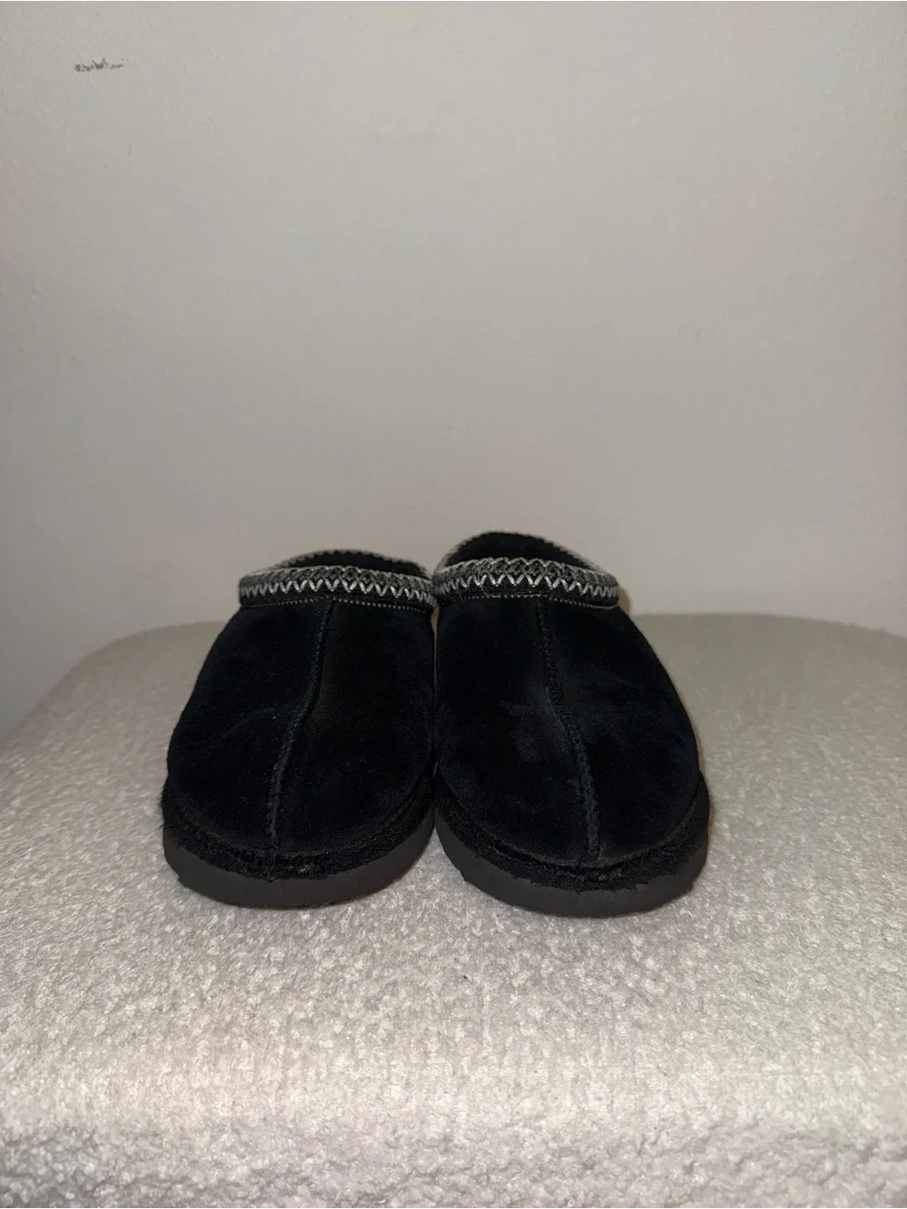 UGG Black Slip-On Kids Slippers with Contrast Stitching